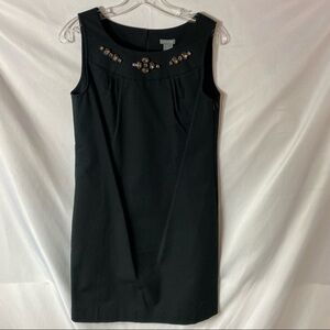 Ann Taylor Black Jewel-Embellished Sleeveless Sheath Dress